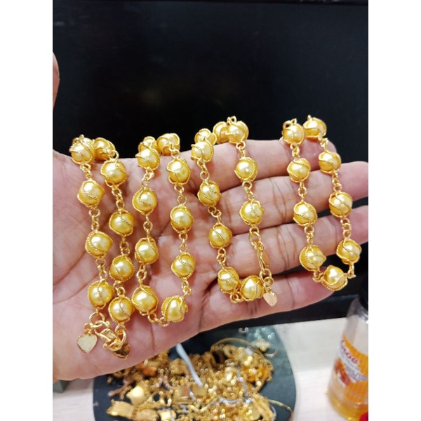 gelang mutiara lombok lapis emas cristal