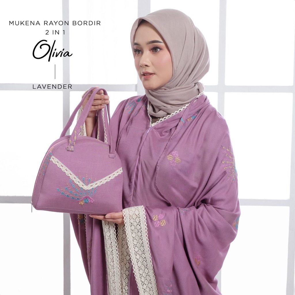 MUKENA BALI TASIK - MUKENA RAYON BORDIR 2 IN 1 OLIVIA (FREE SAJADAH)