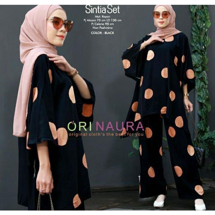 Setelan Waka Waka Polkadot Sintia Set One set Resleting Depan Busui Rayon Halus Tebal Adem Ld 130