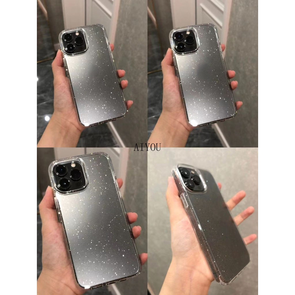 Soft Case Glitter Dua Lapis Transparan Untuk iPhone 14 Pro Max 13 11 12 Pro Max XR XS Max 7 8 Plus SE 3