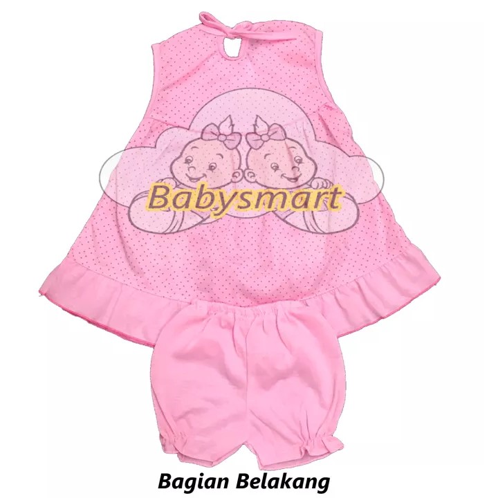 Babysmart - PLANET KIDS Setelan Dress 2 KITTY Baju bayi perempuan usia 0-12 bulan/Pakaian anak cewek