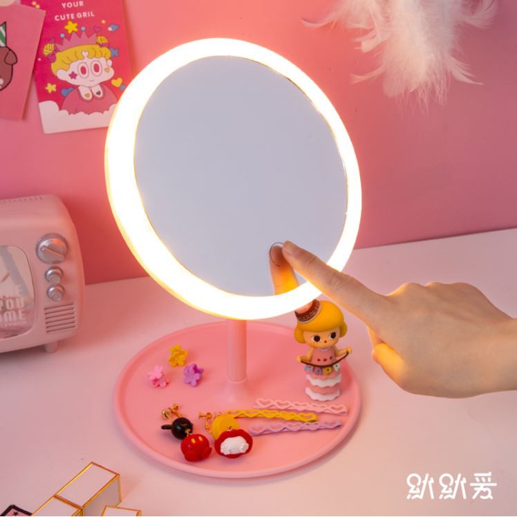 Cermin Makeup Lipat dengan Lampu LED USB