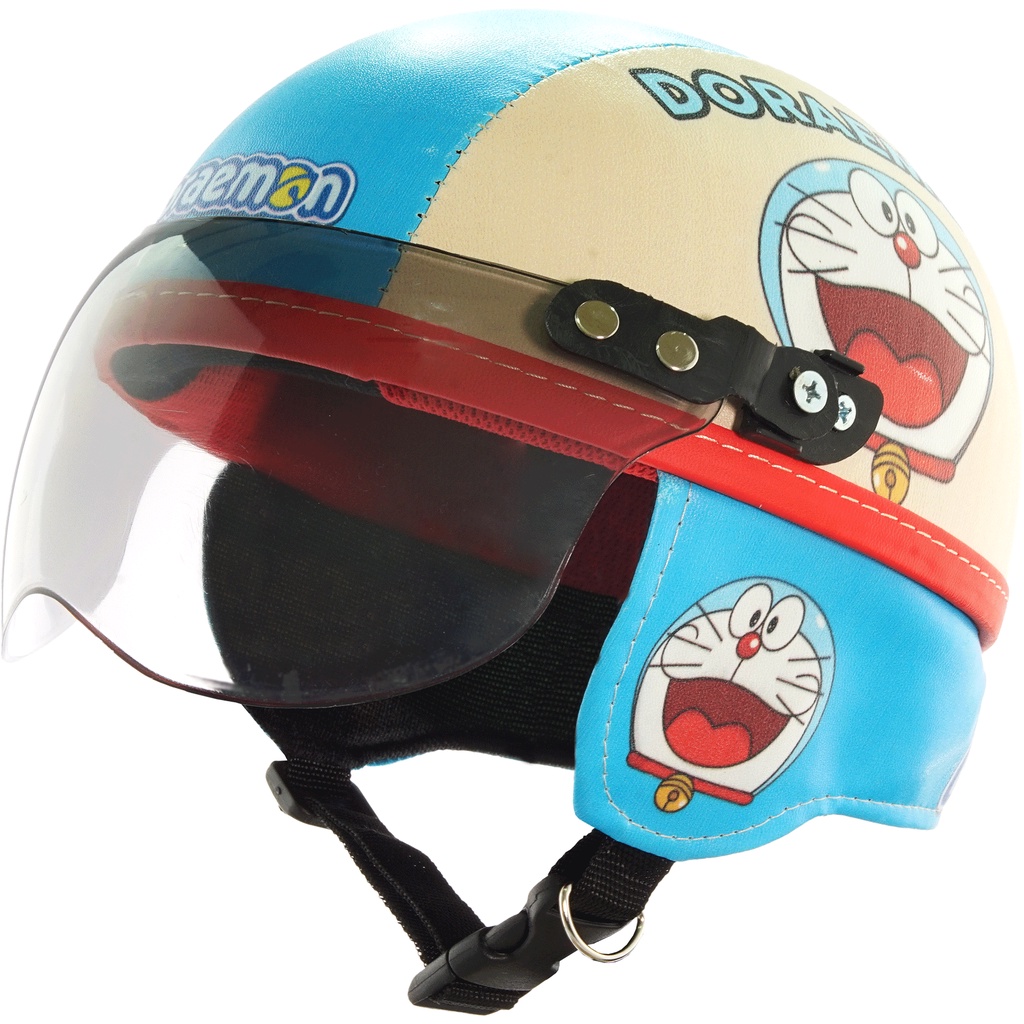 Helm Anak Untuk Usia 1-4 Tahun Motif Doraemon - Cream Biru