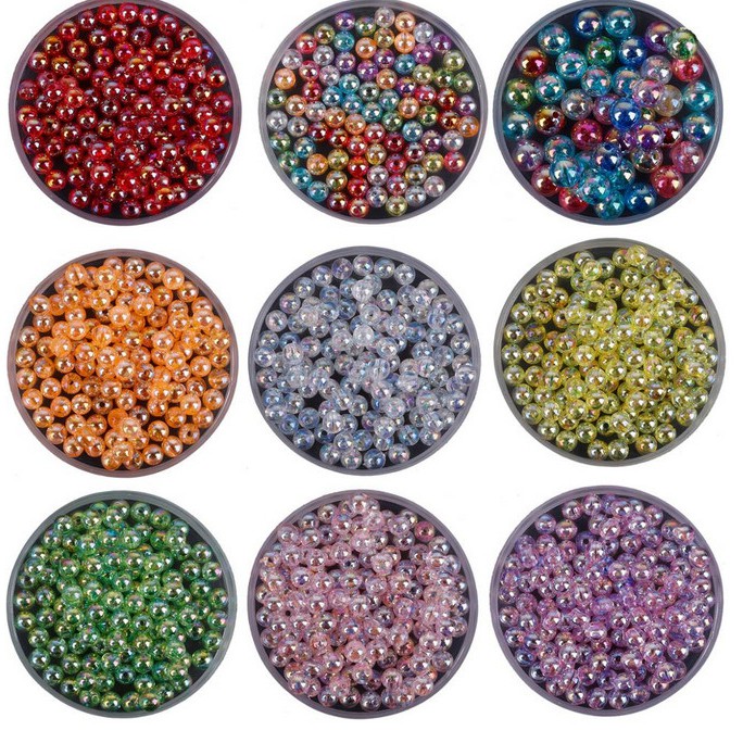 Manik-Manik Bulat Bahan Akrilik Warna Permen Pelangi Ukuran 6mm 8mm 10mm Untuk Membuat Perhiasan