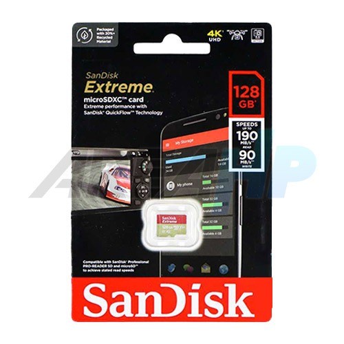 Sandisk 128GB 128 GB Extreme 190 mb/s Memory Micro SD SDXC Card