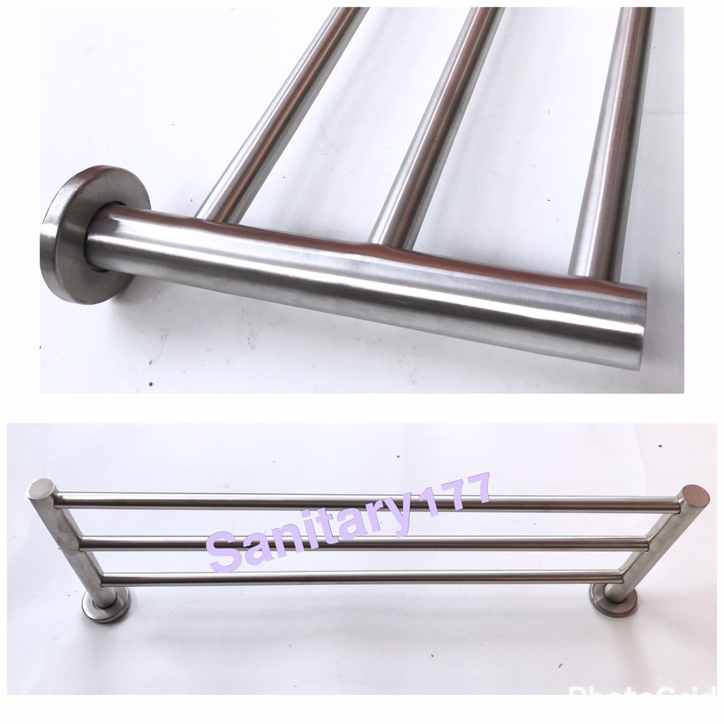 Rak Handuk Stainless 60 Cm 3 Susun 7083- Gantungan Towel Bar Tiga Baris Stenlis pipa Gede