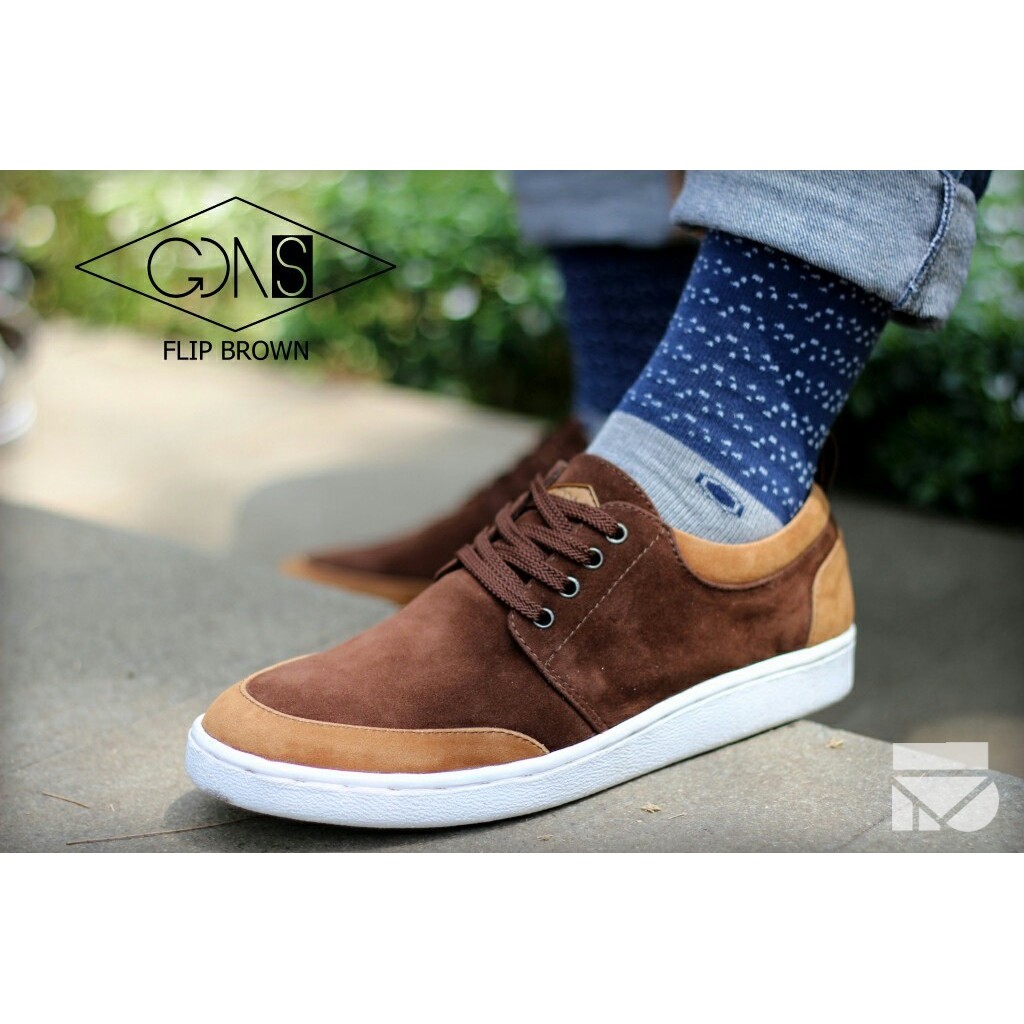 Flip Brown | Sepatu Kets Sporty Santai Kasual Laki Pria Cowok Sneakers Footwear Ori | FORIND x GDNS