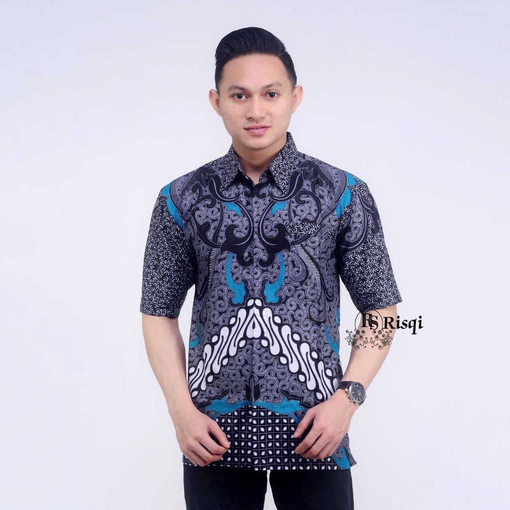 KEMEJA BATIK PRIA LENGAN PENDEK MURAH - ATASAN BATIK PRIA PEKALONGAN GROSIR NUKU BATIK