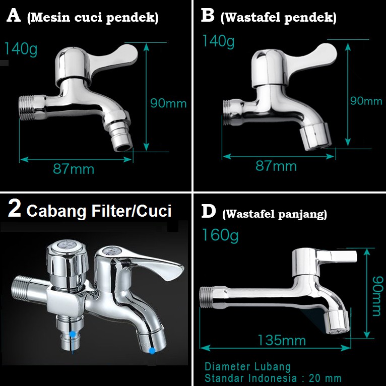 Keran Air Kran  Air Mesin Cuci Wastafel  Panjang Stainless 