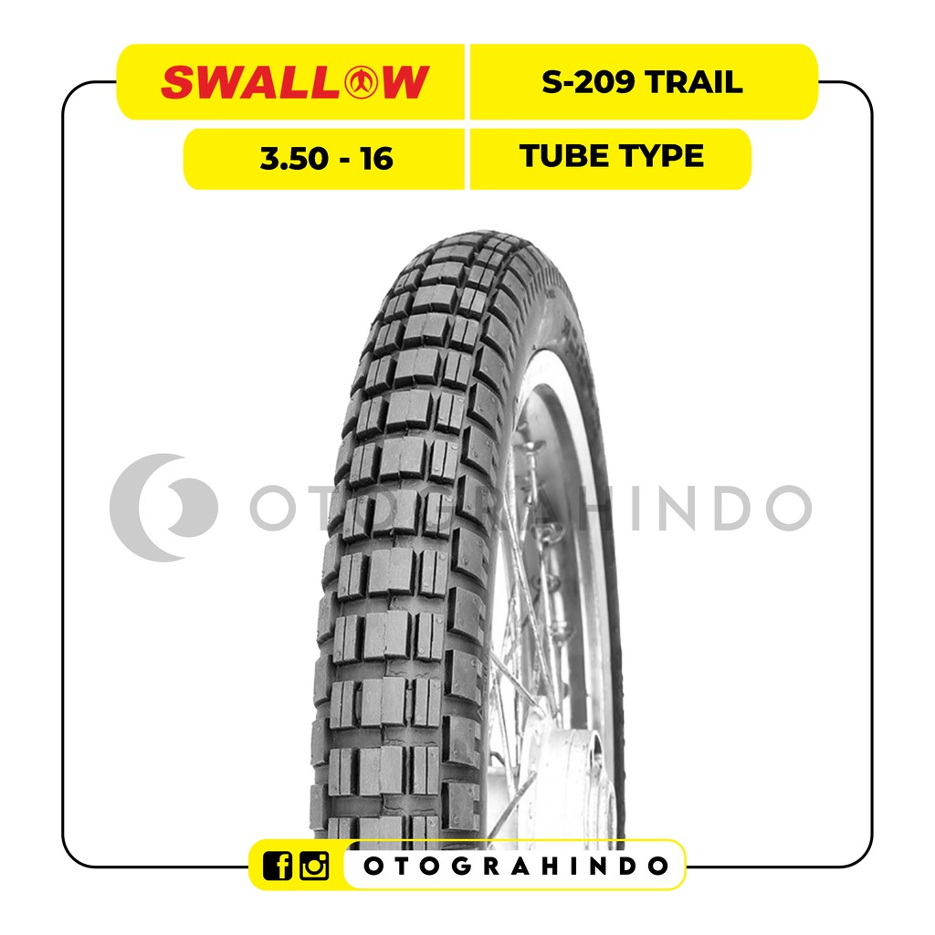 Ban Luar Motor Trail Swallow S-209 350-16 Ring 16 Tube Type Ban Motor Semi Trail Ban Tahu Ban Touring