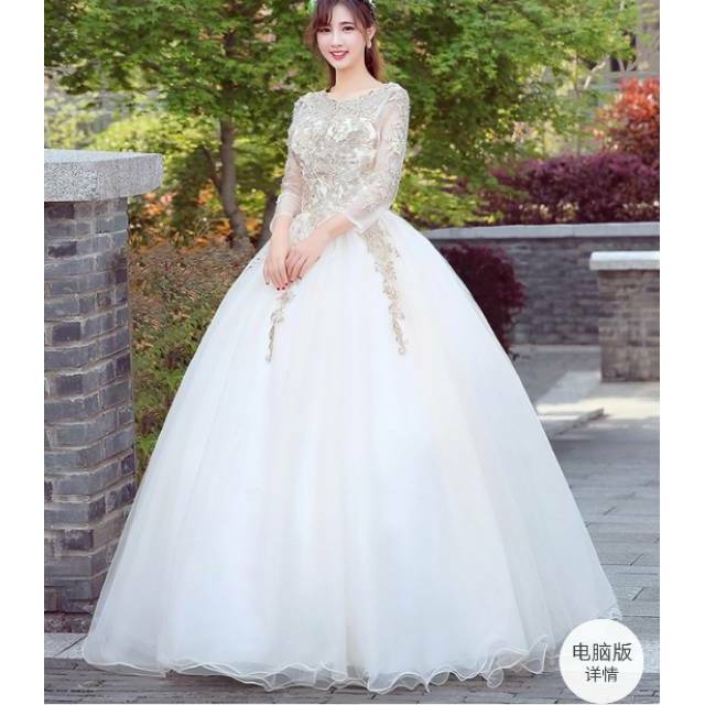 wedding dress lengan panjang