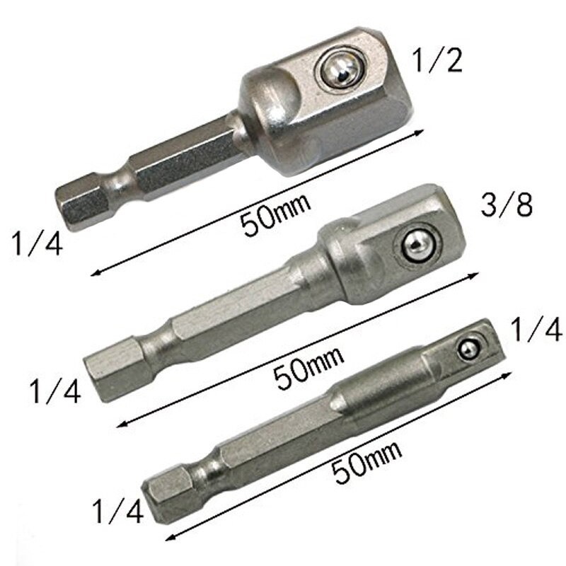 Mata Obeng Elektrik Adapter Hex Shank Rod Sleeve Convertible Joints 3 PCS - JHG0059 - Silver