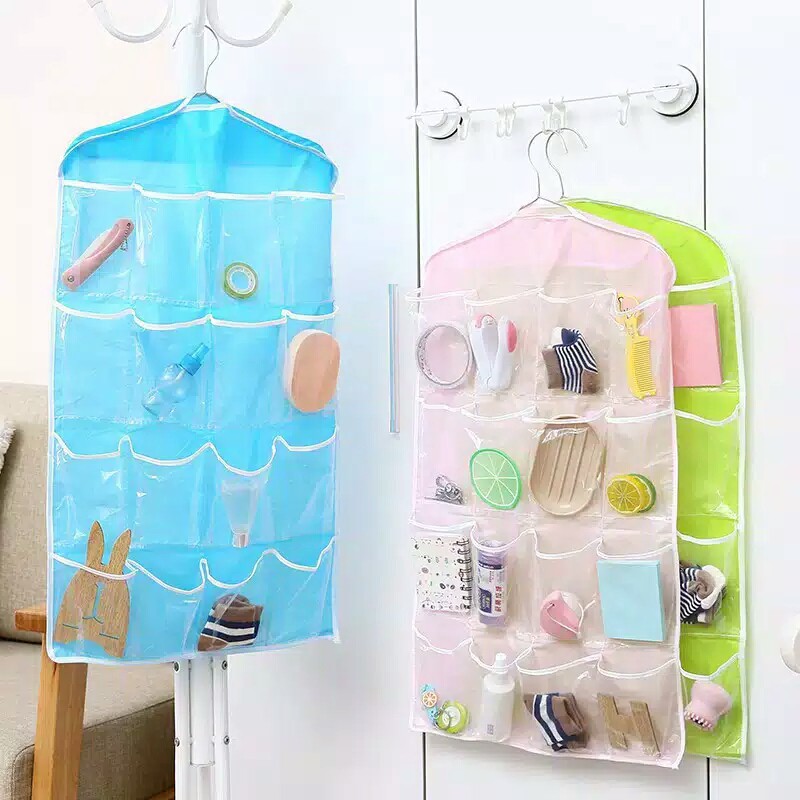 Pouch Hanging Organizer 16 Sekat Korean Underwear Pouch Rak Gantung Serbaguna