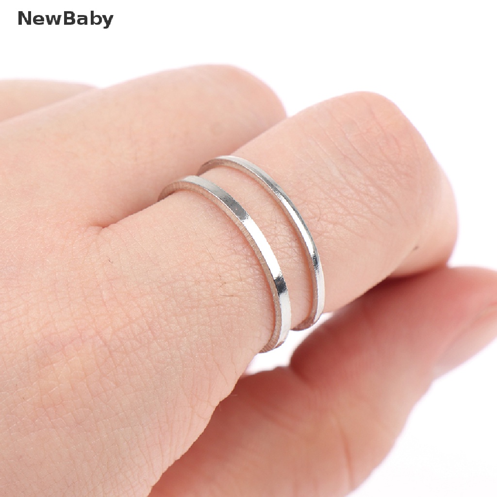 Newbaby Set Cincin Metal Tembaga Bulat Hollow Out Adjustable Gaya Hip Hop Punk Untuk Wanita