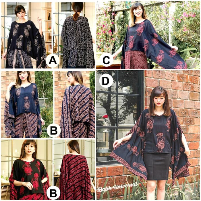 Jual Atasan Batik Wanita Blouse Batwing Tunik2 Size Big Jumbo -Wayang Sogan - MOTIF D Berkualitas