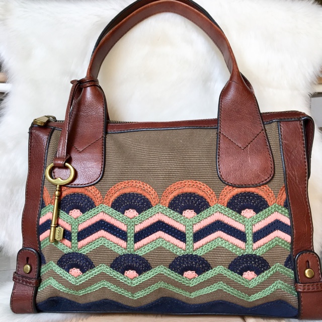 SALE TAS FOSSIL WEEKENDER VINTAGE TOTE BAG