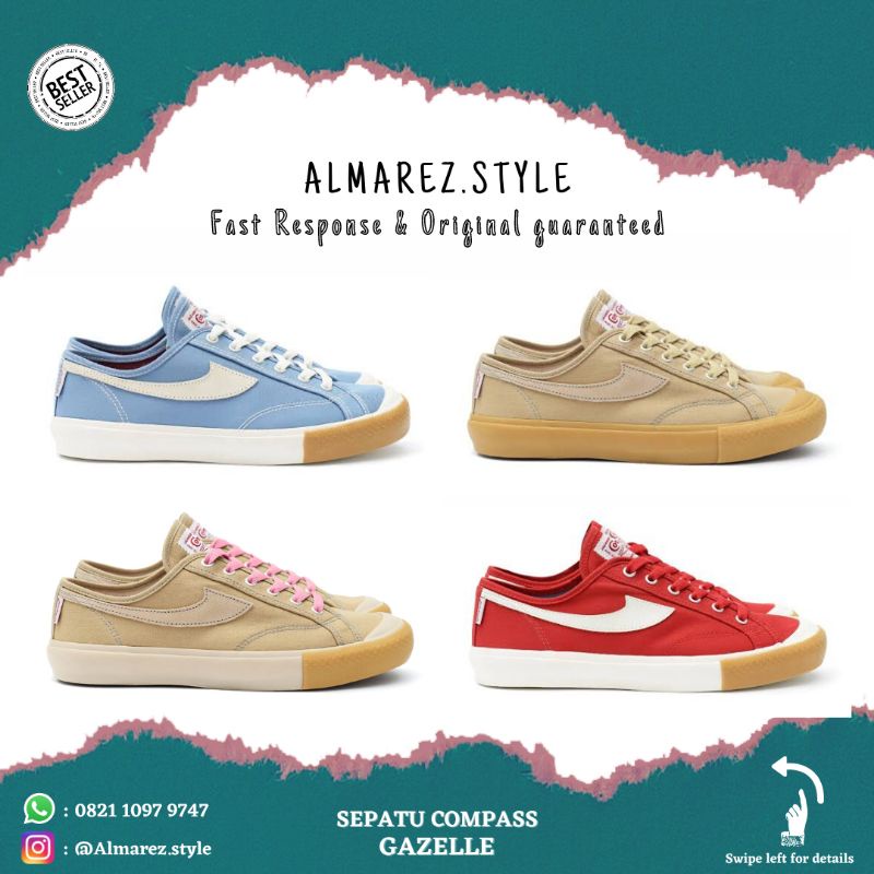 Compass Gazelle Low Blue Sky / Cappuccino / Pink Frost / Redgum - Size 35, 36 37 38 39 40 41 42 43 4