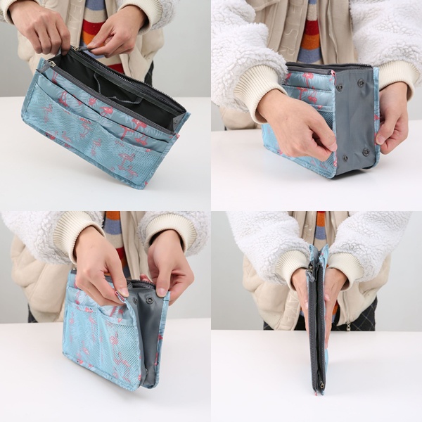 Travel Bag Cosmetic Motif Dual Zipper Multifungsi