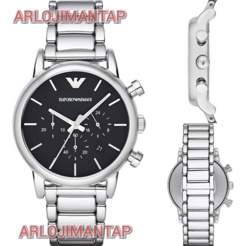 Jam Tangan Pria Cowok Emporio Armani AR1853 Chrono Black Dial Original