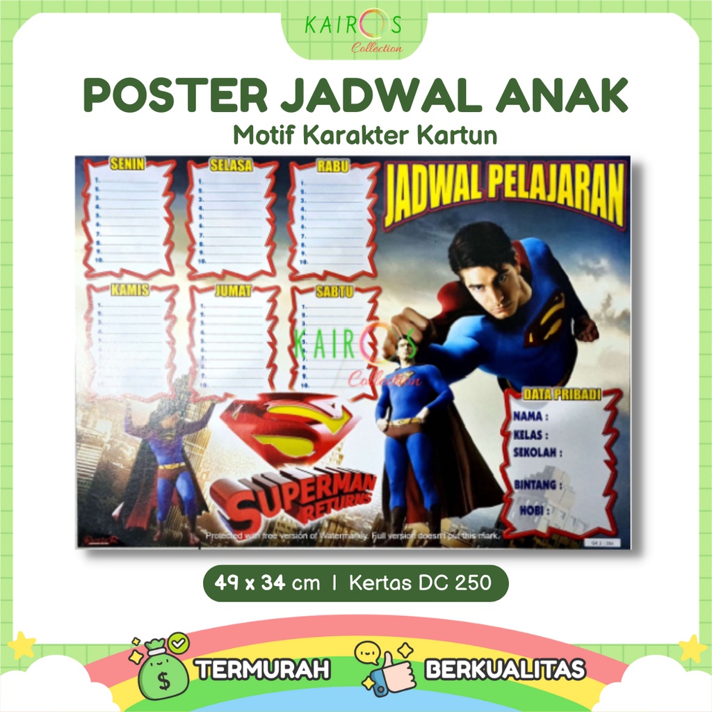 Poster Jadwal Pelajaran Anak Sekolah