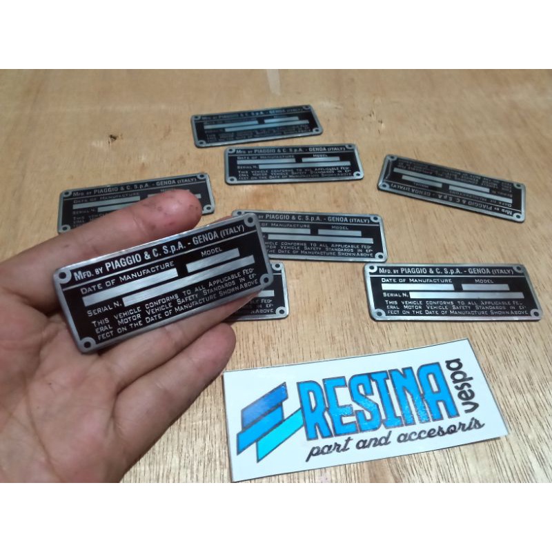 Emblem Plat Nomor Mesin Vespa bahan bagus