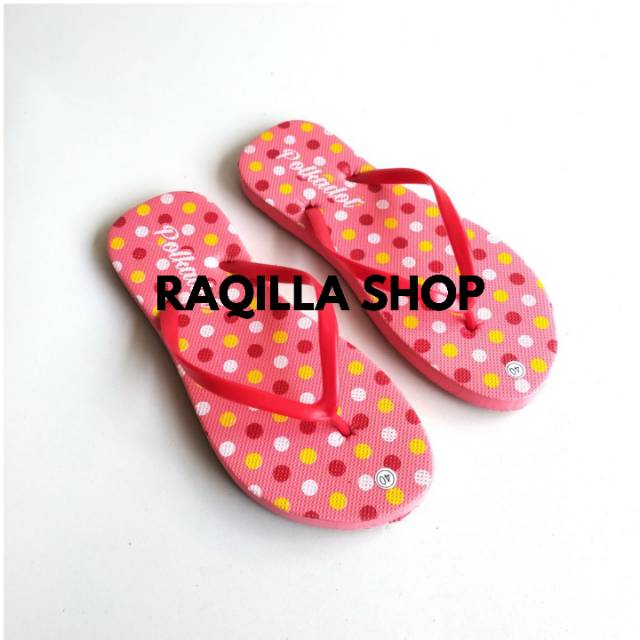 Raqilla Shop / Sandal jepit polkadot / sandal jepit wanita wanita polkadot