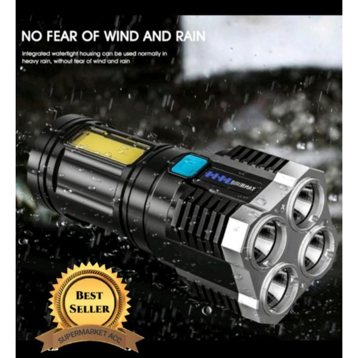 Senter Led 4 Mata 48 W 20 W / Senter Led Chargeable / Senter Cas Led