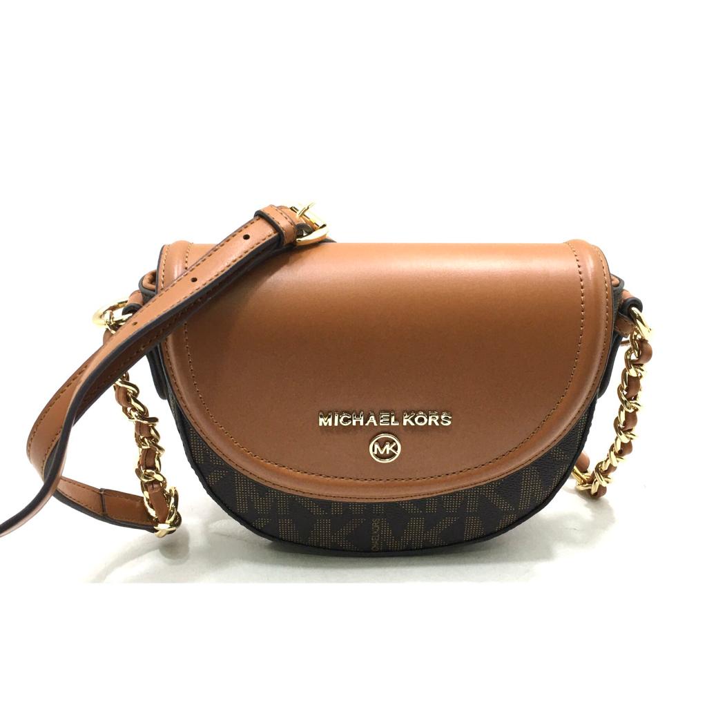 MICHAEL KORS Jet Set Logo and Leather Half Dome Crossbody