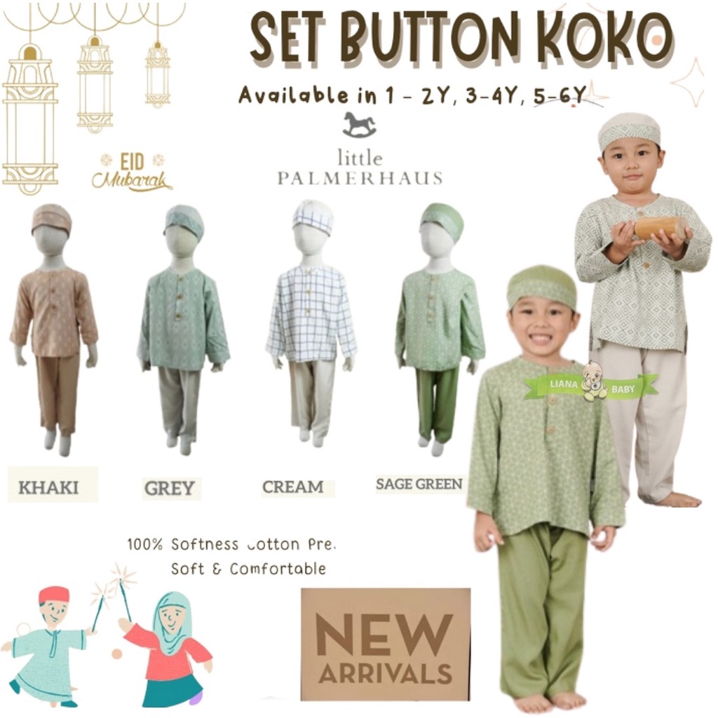 LPH06 LITTLE PALMERHAUS BUTTON KOKO SET BAJU KOKO SET PECI LEBARAN