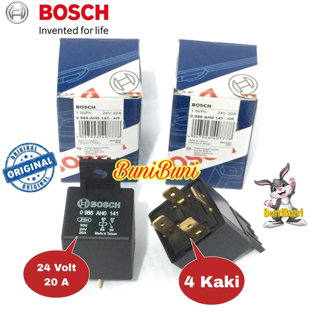 Relay BOSCH 24V 4 Kaki / Relai Rilei Bosch 24 Volt 4 Pin Kaki 100% Asli Untuk Mobil