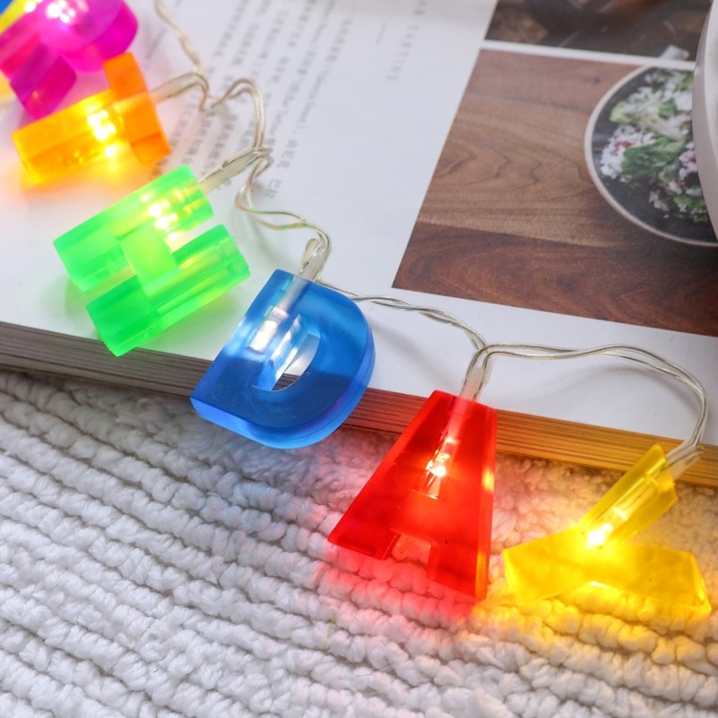 Lampu String Led 1.3m Bentuk Tulisan Merry Christmas Dan Happy Birthday Untuk Dekorasi Pesta