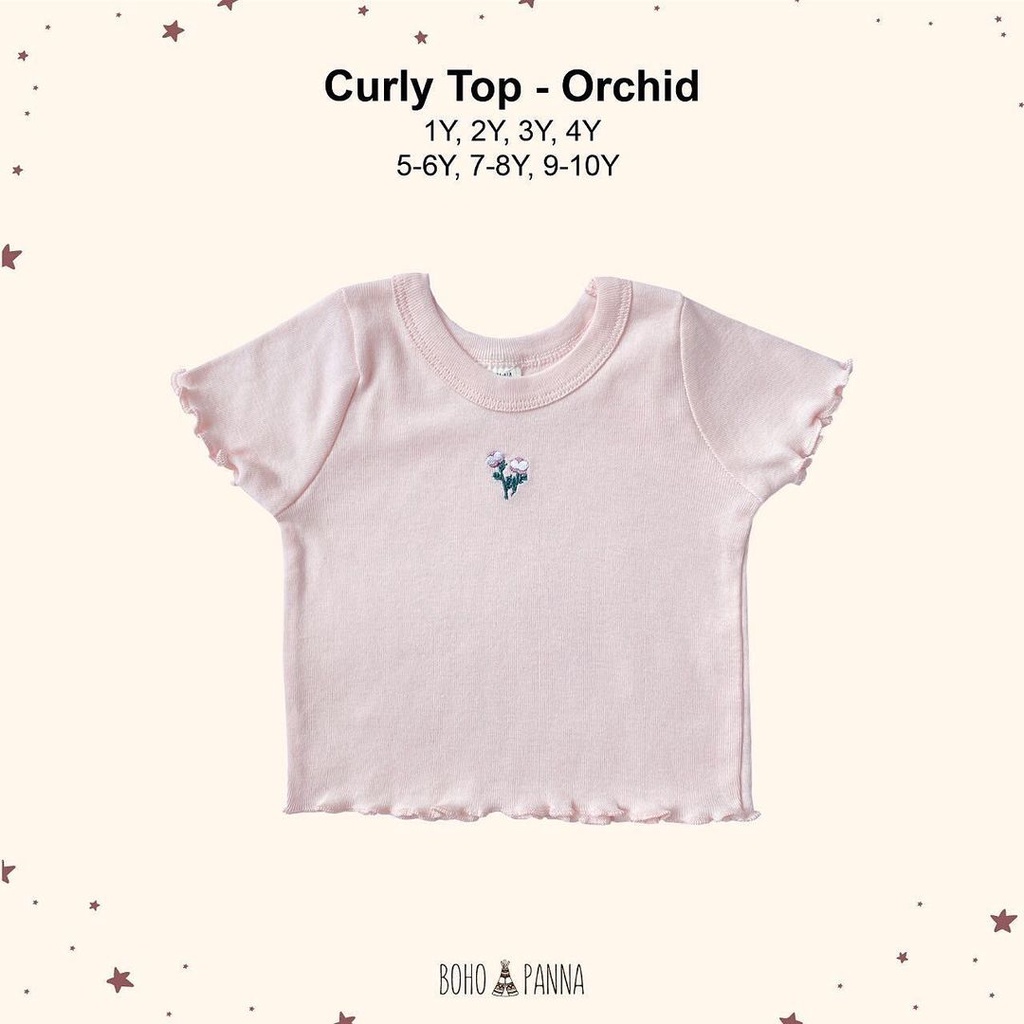 BOHOPANNA Curly Crop Top Atasan Anak Perempuan