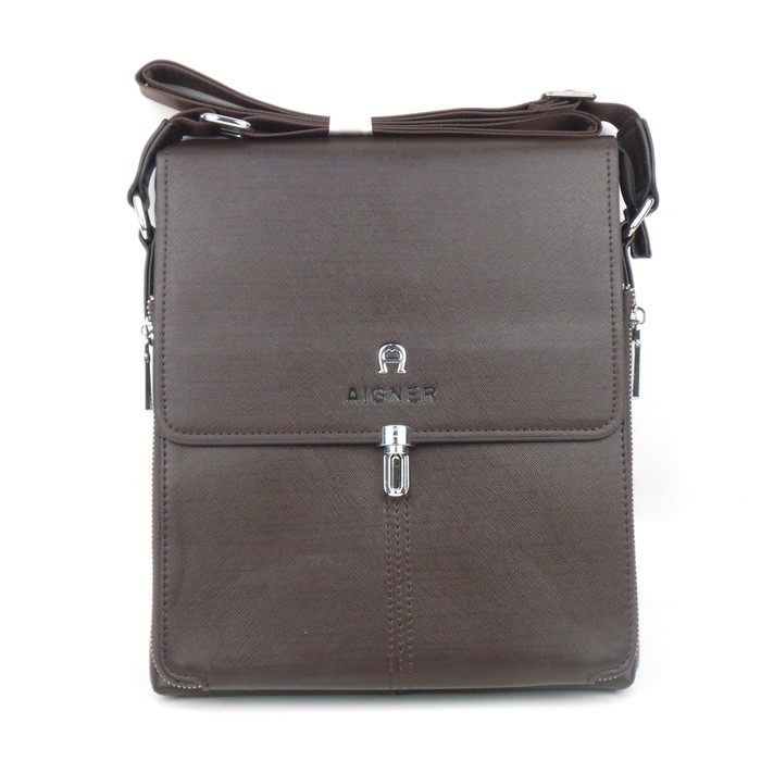Free Ongkir Tas Kulit Pria Slimbag Bodybag Import Branded - AIGNER TUSS BROWN Murah
