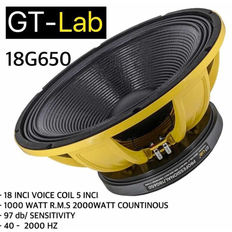 SPEAKER COMPONENT GTLAB 18G650 SUBWOOFER 18 INCH GT-LAB/RDW 18G650 VC 5 INCH