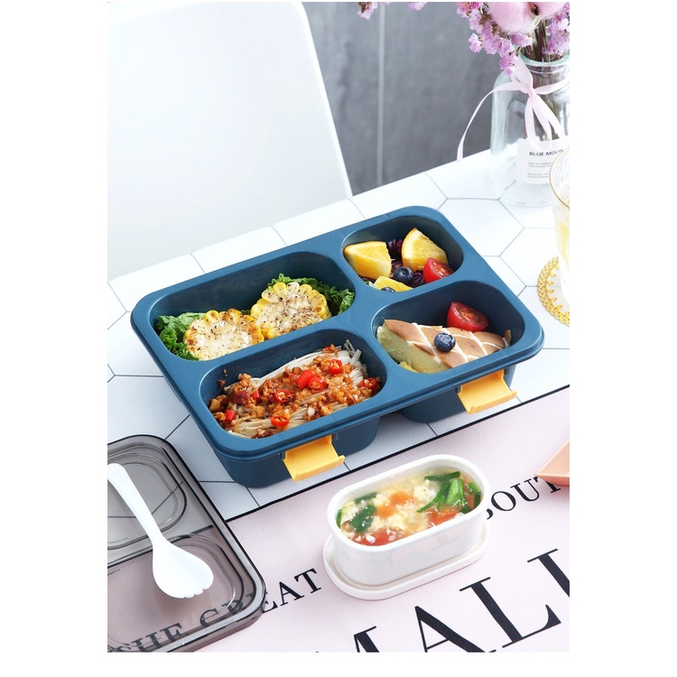 Jual Tempat Makan Lunch Box Bento Sekat 4 Kotak Makan Sekat 5 Anti Tumpah Shopee Indonesia