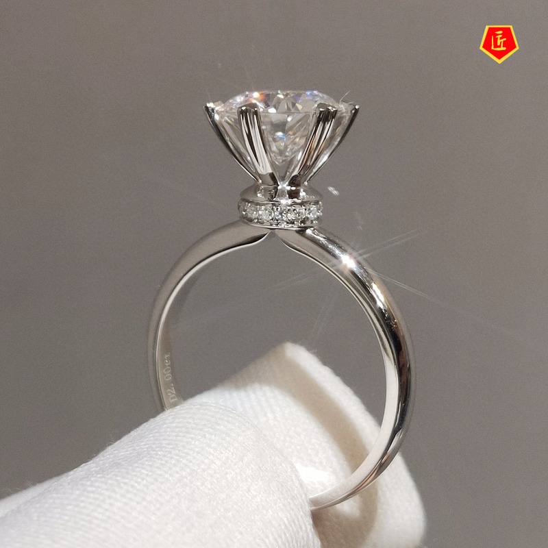 [Ready Stock]Classic Elegant Pt950 Shining Moissanite Open Ring