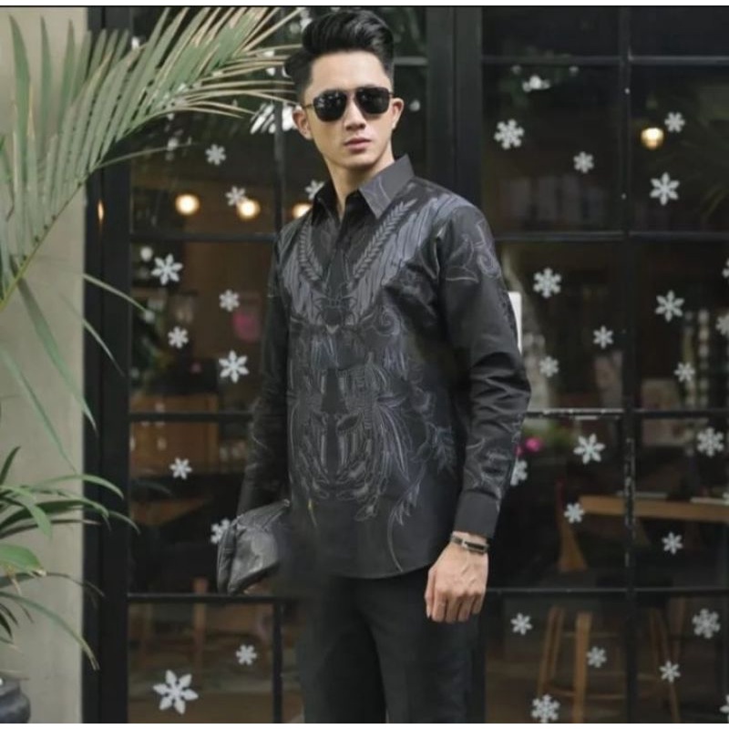 Baju Batik Pria Lengan Panjang Modern Terlaris Asli Solo Batik Hitam Premium Masa Kini