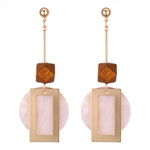 LRC Anting Tusuk Fashion Square Shape Decorated Earrings