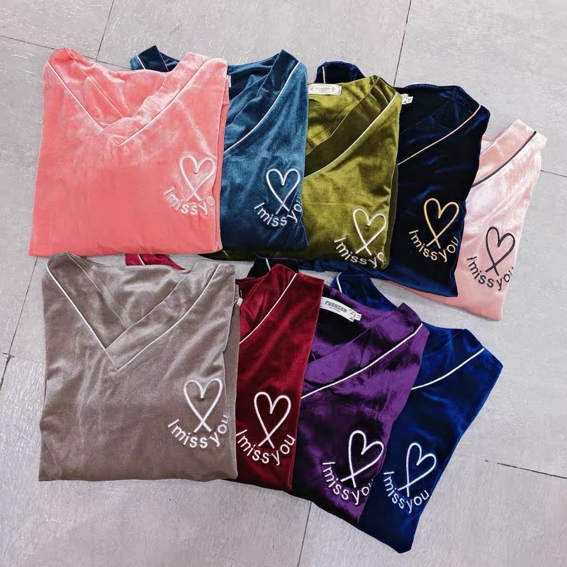 JC- Set Piyama Bulu Bludru PP / Piyama Kimono wanita terbaru / Stelan Bludru Premium import Murah-6