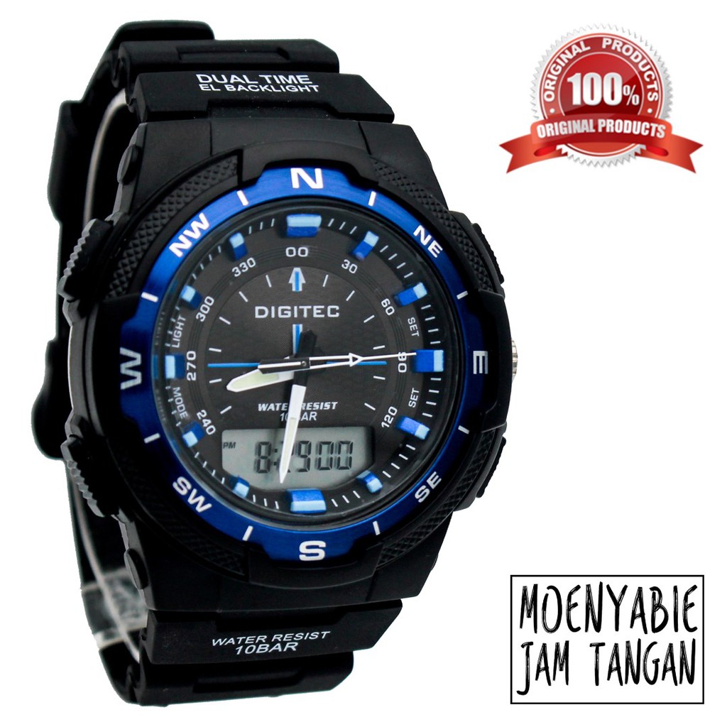 Digitec DG 3067T Black Blue Original Dan Anti Air Jam Tangan Digitec Pria