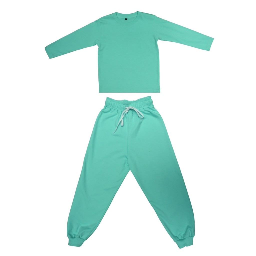 OMG Kids - Satu Set - Hijau Mint - Kaos Panjang & Celana Panjang