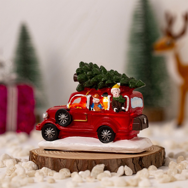 Zzz Miniatur Mobil Natal Bahan Resin Dengan Lampu LED Untuk Dekorasi Meja