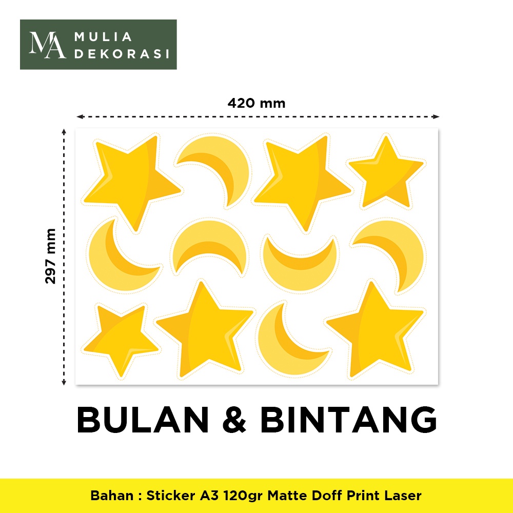 Aksesoris Dekorasi Murah Dinding Custom Sticker Foto Gambar Karakter Bintang Bulan Awan