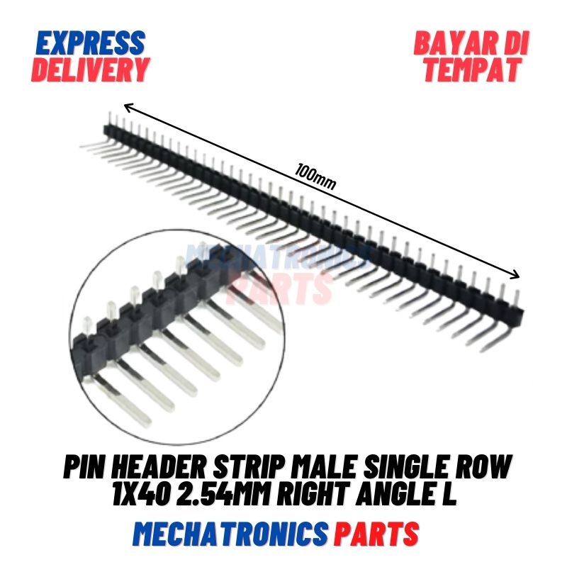 2 Buah Pin Header Strip Male Single Row 1x40 54mm Right Angle L Shape