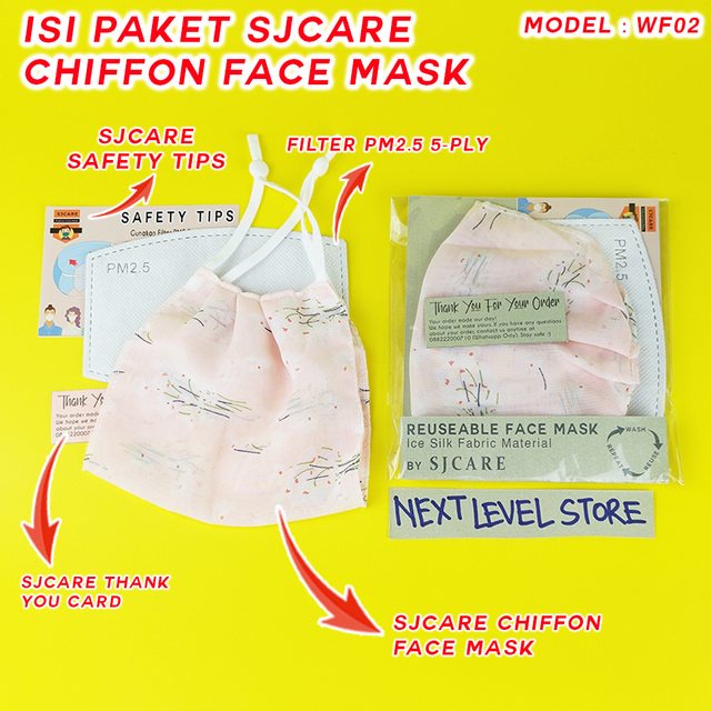 Chiffon Fashion Face Mask Breathable Masker Kain BONUS FILTER PM2.5 - WF02