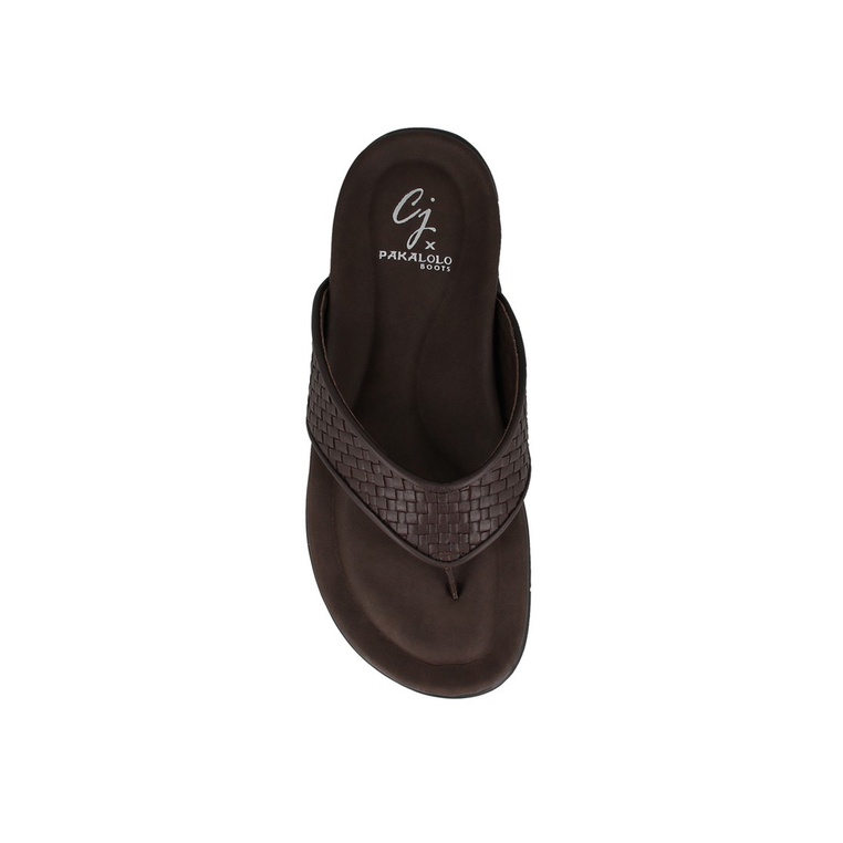 SANDAL JEPIT PAKALOLO PRIA ORIGINAL CASUAL KULIT ASLI COKLAT PB03