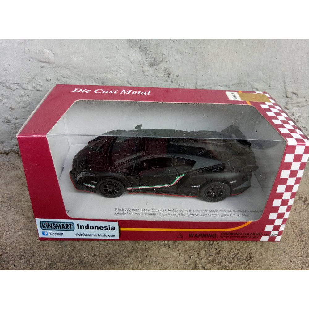 Lamborghini Veneno Hitam cat Doff Diecast miniatur mobil kin