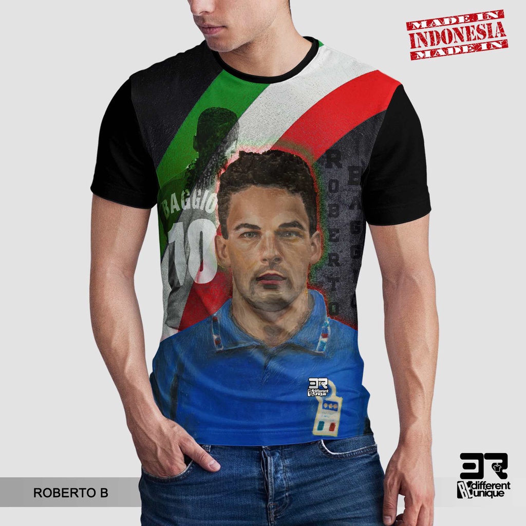 [ COD ] KAOS PRINTING GAMBAR LEGENDA SEPAKBOLA DUNIA ROBERTO BAGGIO - BAJU SEPAK BOLA DISTRO ORIGINA