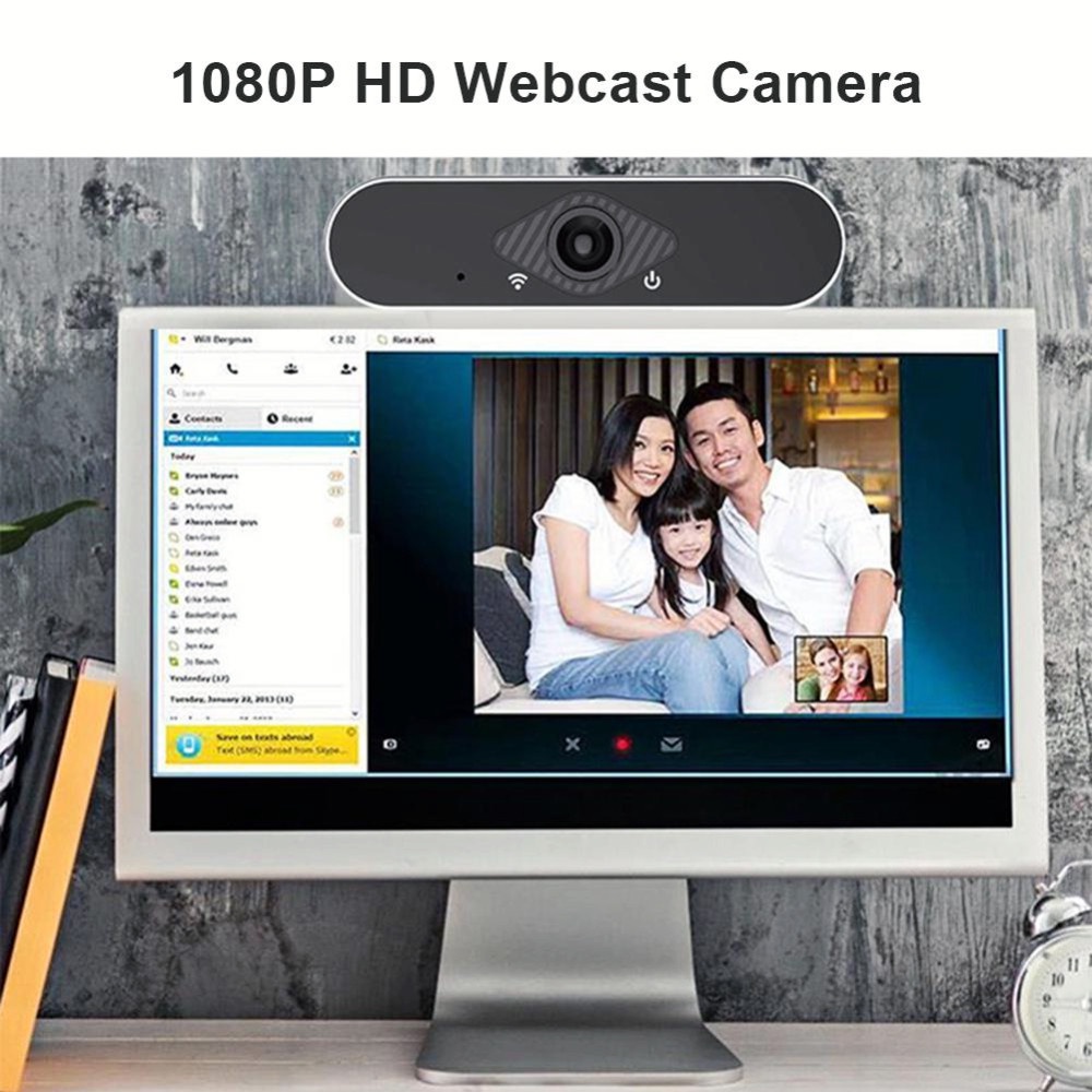 Terbaru Webcam 1080P Full HD  Camera  USB Vlog Webcast Live dengan Mic Support APP Konferensi Langsung Berputar 360 derajat komputer kamera