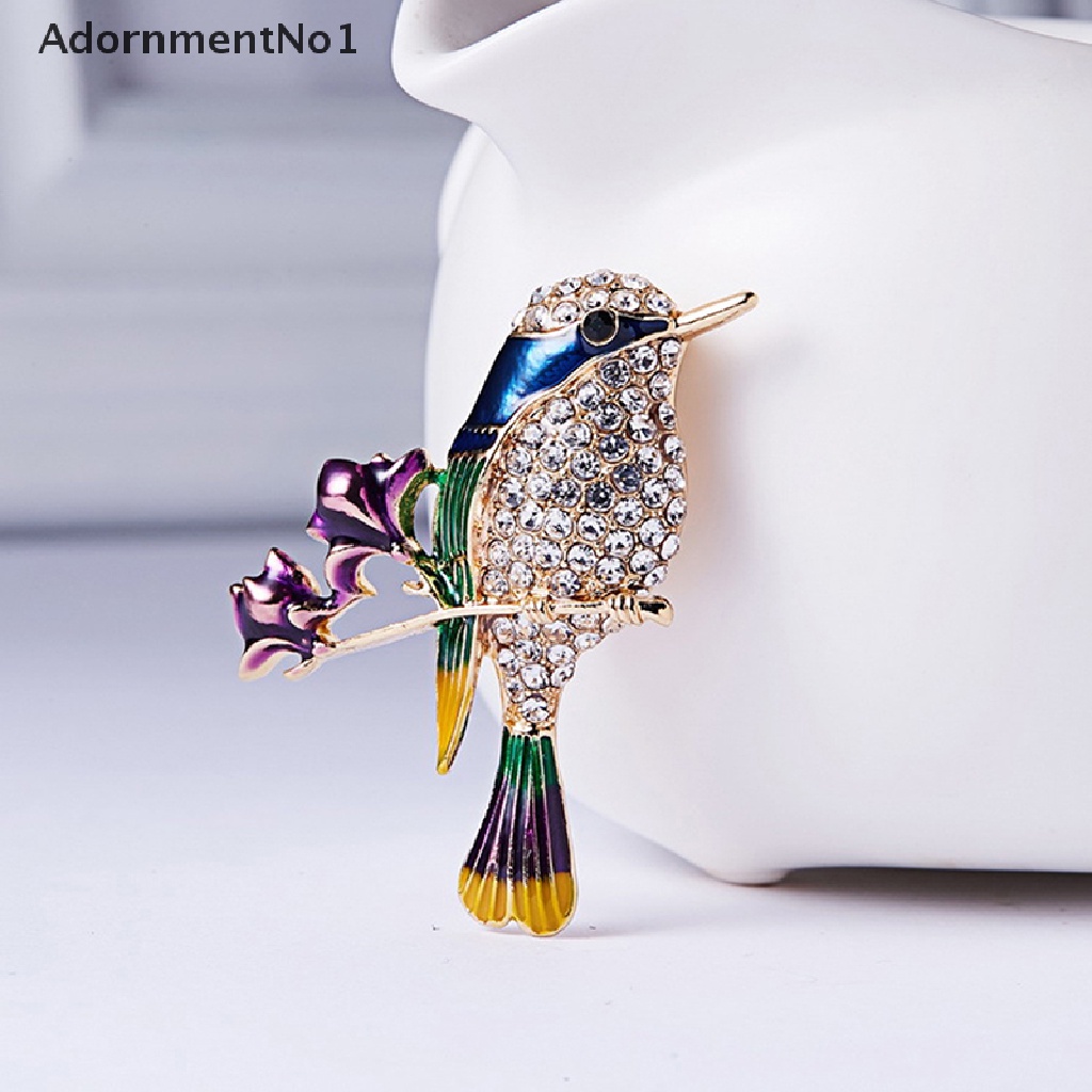 (AdornmentNo1) Pin Bros Burung Magpie Hiasan Berlian Imitasi Berkilau